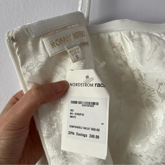 RONNY KOBO June Draped Cocktail Satin Floral Jacquard Mini Dress - Picture 7 of 12